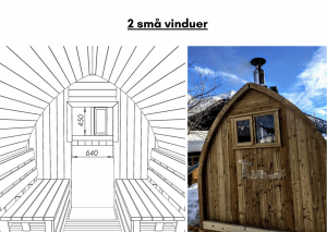 2 små vinduer for utendørs badstue
