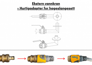 Ekstern vannkran + Hurtigadapter for hageslangesett for rektangulær badestamp
