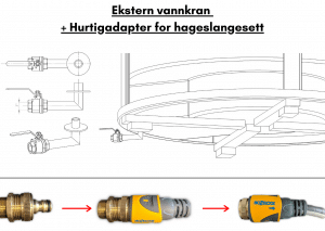 Ekstern vannkran + Hurtigadapter for hageslangesett for terrasse badestamp