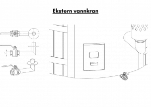 Ekstern vannkran for badestamp av tre