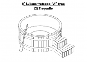 Luksus tretrapp “A” type for badestamp med ekstern varmeovn