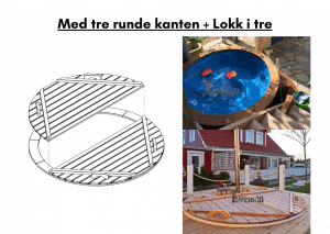Med tre runde kanten i stedet for glassfiber + Lokk i tre i stedet i glassfiber for terrasse badestamp