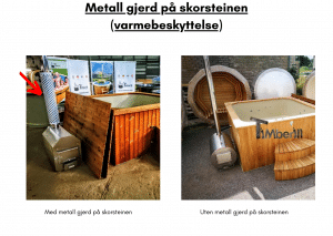 Metall gjerde på skorsteinen (varmebeskyttelse) for rektangulær badestamp