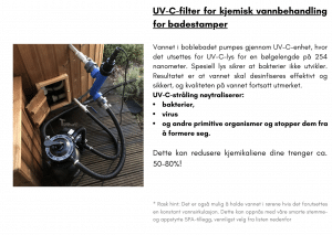 Vannfilter + UV filter for kjemisk vannbehandling for terrasse badestamp