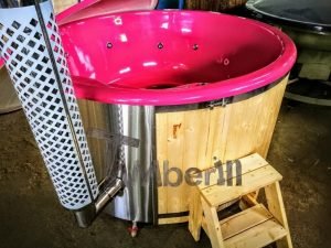 Badestamp i glassfiber med integrert ovn levende farger (11)