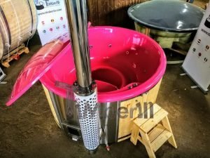Badestamp i glassfiber med integrert ovn levende farger (9)
