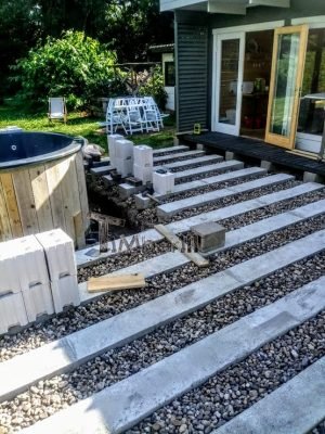 Badestamp i glassfiber på terrasse nedfelt innbygging Classic (16)