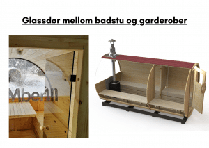 Glassdør mellom badstu og garderober til tunsa badstuen