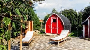 Utendørs trebastu for hage igloo design (2)
