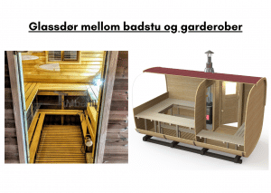 Glassdør mellom badstu og garderober for rektangulær badstue