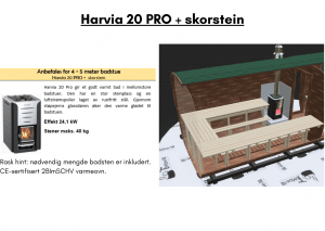 Harvia 20 PRO + skorstein for rektangulær badstue