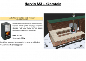Harvia M3 + skorstein (allerede inkludert) for rektangulær badstue