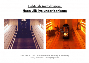 Noen LED lys under benkene for rektangulær badstue