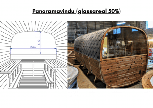 Panoramavindu (glassareal 50%) for rektangulær badstue
