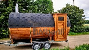Utendørs fat sauna med trailer garderoben og vedovn (11)