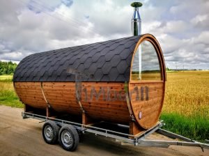 Utendørs fat sauna med trailer garderoben og vedovn (12)