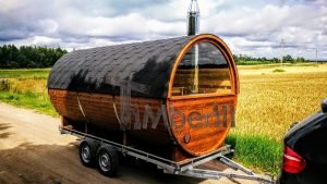 Utendørs fat sauna med trailer garderoben og vedovn (2)