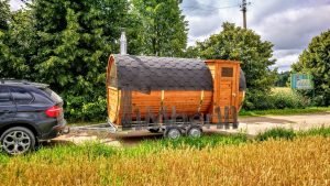 Utendørs fat sauna med trailer garderoben og vedovn (32)