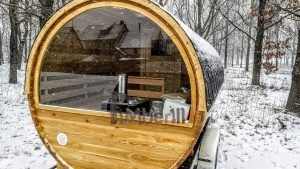 Utendørs fat sauna med trailer garderoben og vedovn (9)