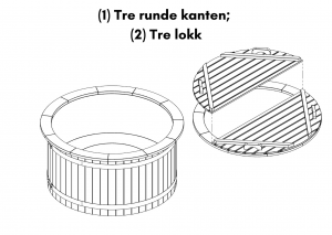Vedfyrt elektrisk badestamp plast (1) Tre runde kanten; (2) Tre lokk