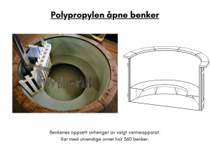 Vedfyrt elektrisk badestamp plast Polypropylen åpne benker (8)
