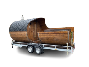 Mobile Barrel Oval Sauna with Hot Tub