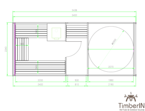 2 i 1 Igloo sauna med glassfiberbadestamp