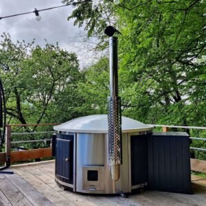 Integrert vedfyrt ovn for badestamp – 30 kW i 316 rustfritt stål