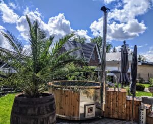 Integrert vedfyrt ovn for badestamp – 30 kW i 316 rustfritt stål