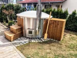 Integrert vedfyrt ovn for badestamp – 30 kW i 316 rustfritt stål